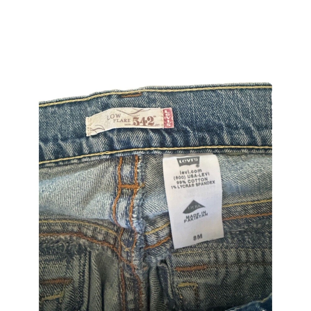 Levi’s 542 Low Flare Jeans Women’s SZ 8 Medium Light Wash Flap Pocket Stretch - Picture 4 of 9